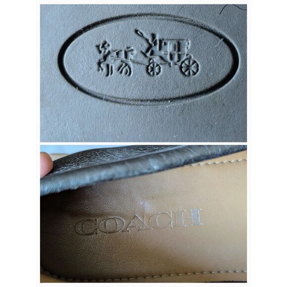 COACH Odette Logo Solid Metallic Gray Leather Driver Loafer Sz 6.5B - Picture 3 of 10